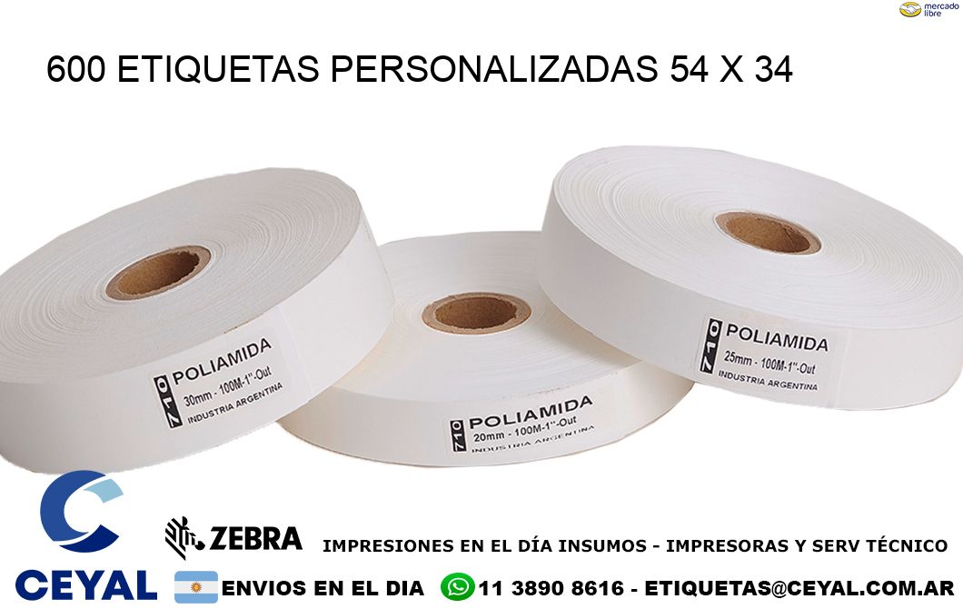 600 ETIQUETAS PERSONALIZADAS 54 x 34