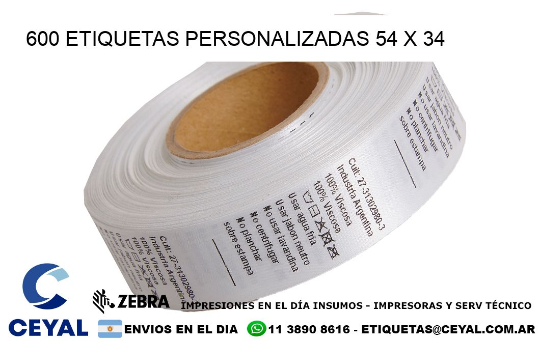 600 ETIQUETAS PERSONALIZADAS 54 x 34