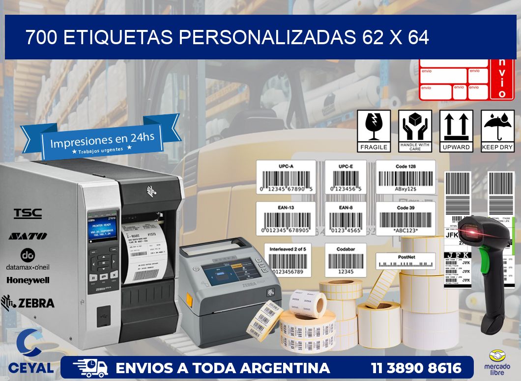 700 ETIQUETAS PERSONALIZADAS 62 x 64