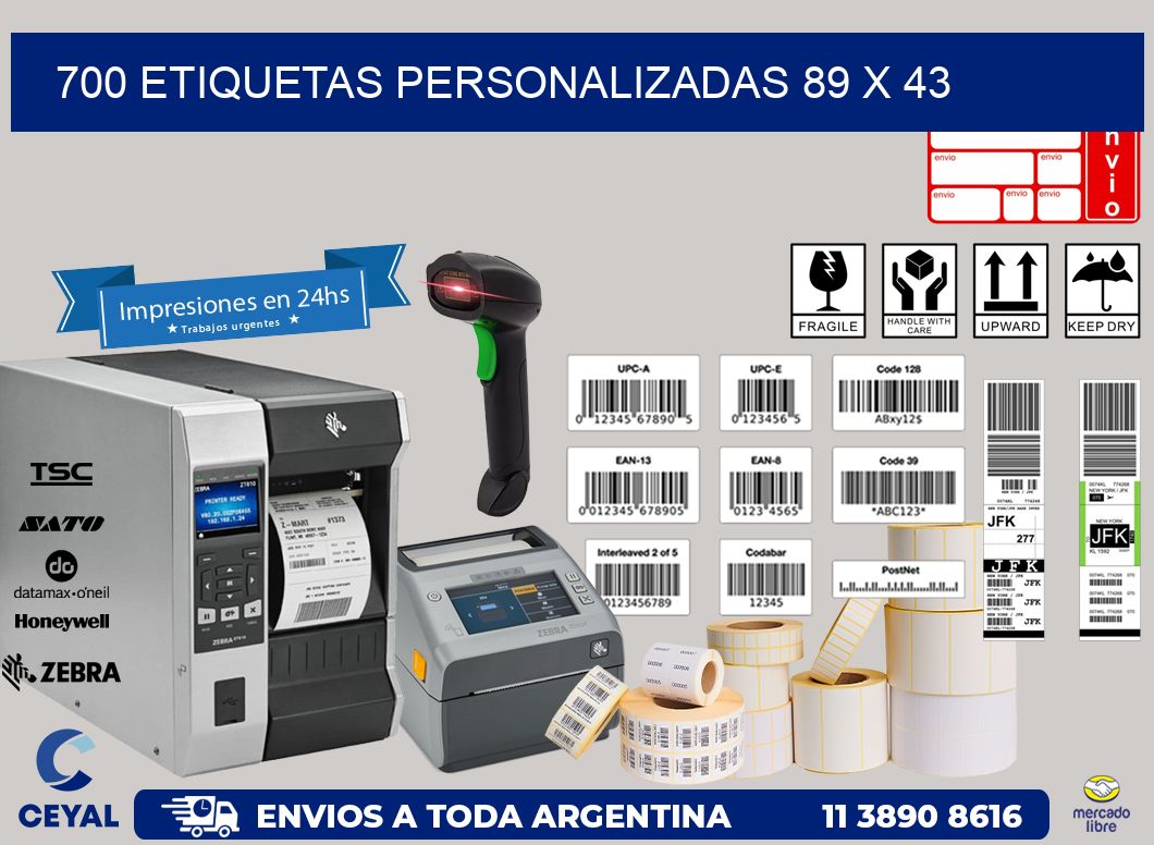 700 ETIQUETAS PERSONALIZADAS 89 x 43