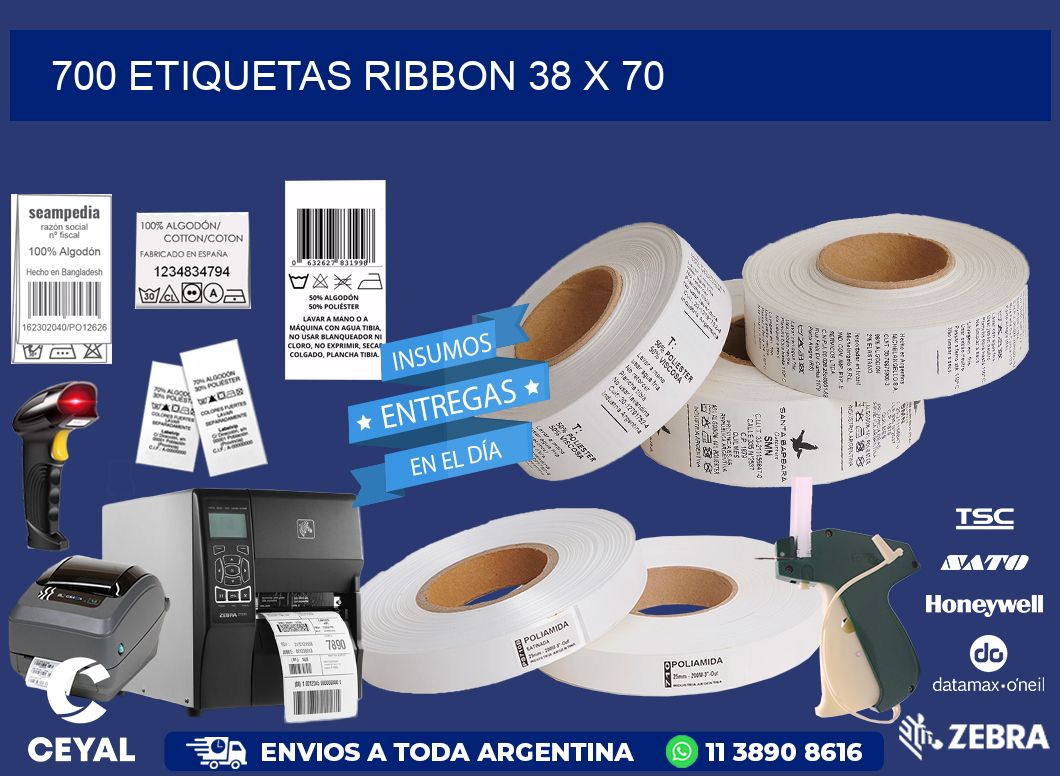 700 ETIQUETAS RIBBON 38 x 70