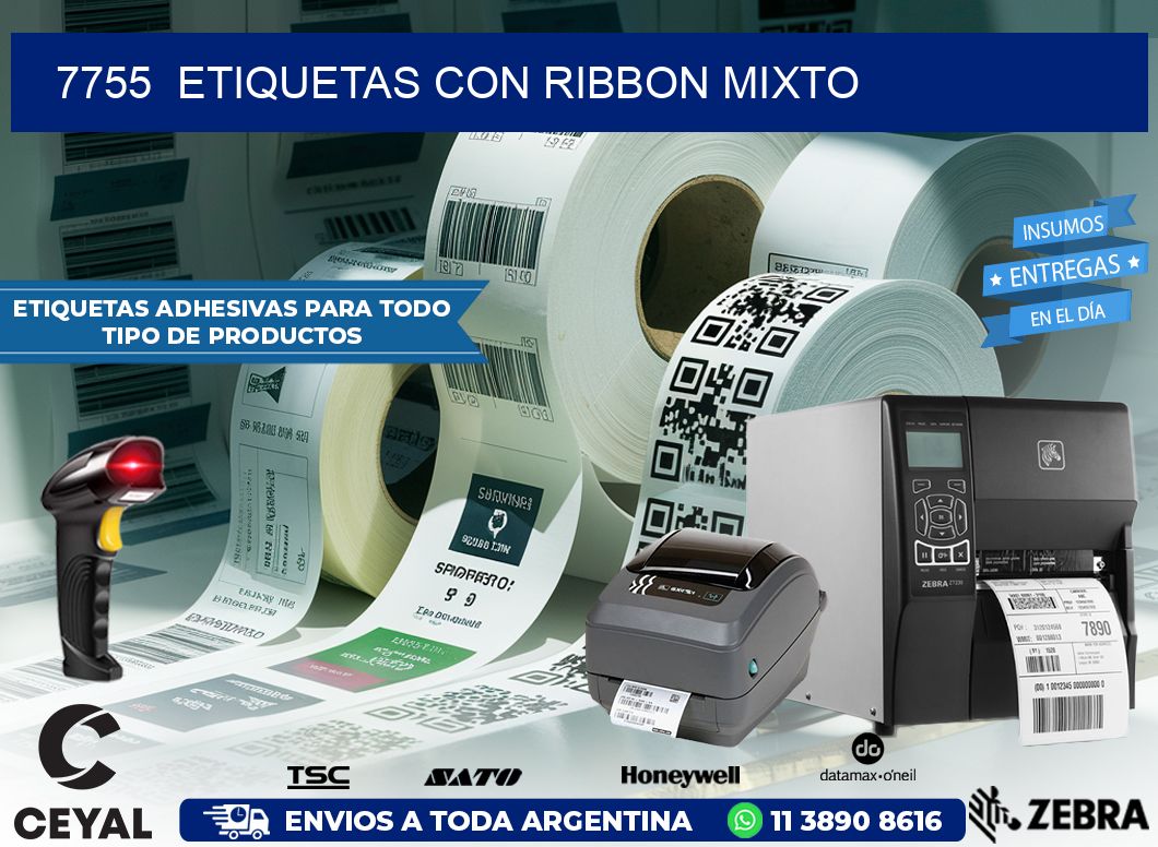 7755  ETIQUETAS CON RIBBON MIXTO