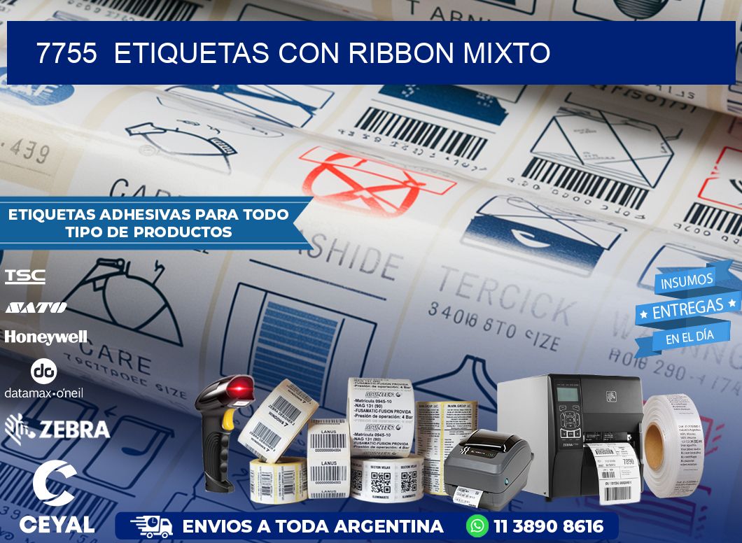 7755  ETIQUETAS CON RIBBON MIXTO