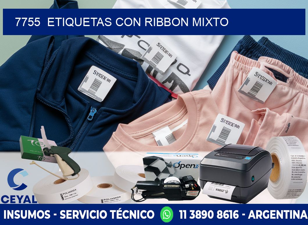 7755  ETIQUETAS CON RIBBON MIXTO