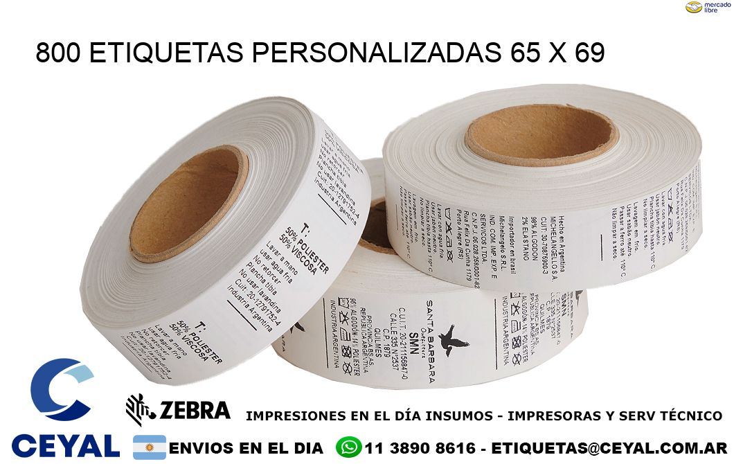 800 ETIQUETAS PERSONALIZADAS 65 x 69