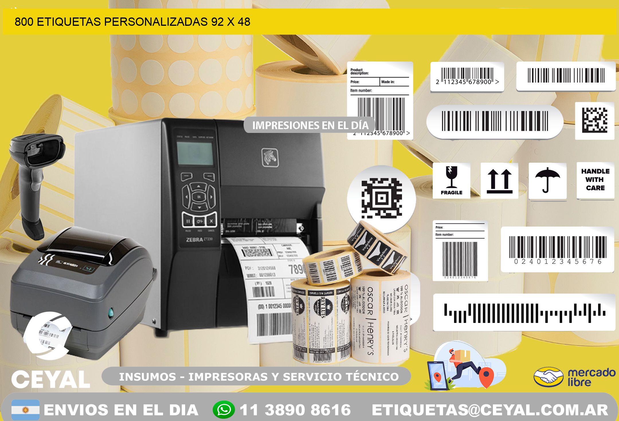 800 ETIQUETAS PERSONALIZADAS 92 x 48