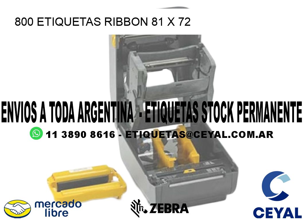 800 ETIQUETAS RIBBON 81 x 72