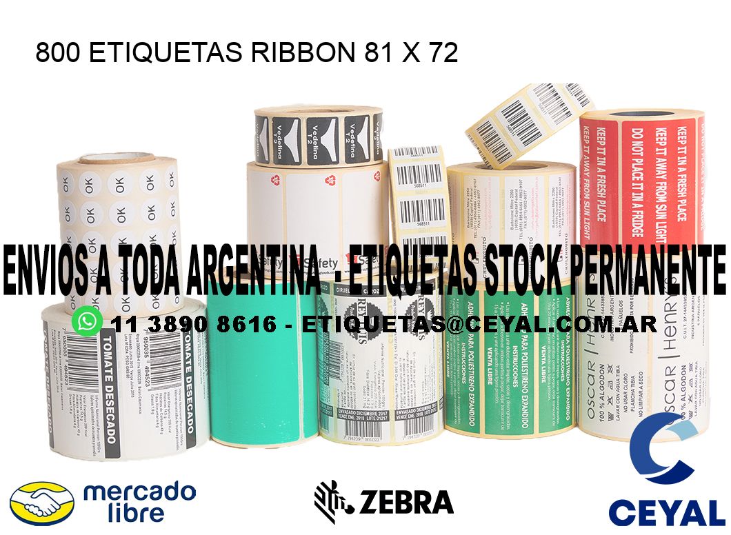 800 ETIQUETAS RIBBON 81 x 72