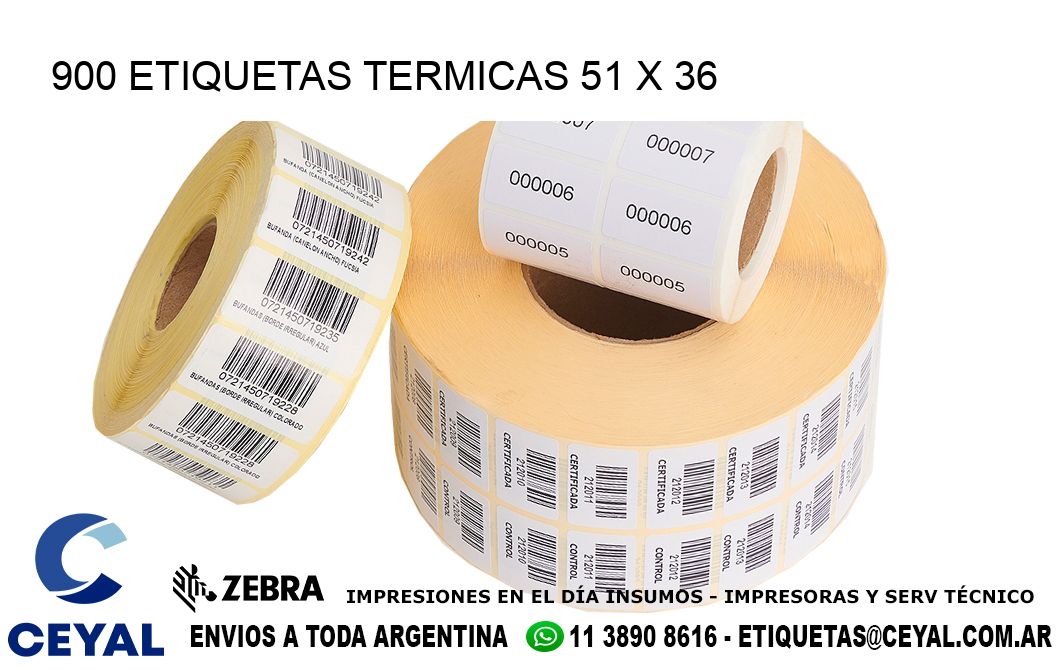 900 ETIQUETAS TERMICAS 51 x 36