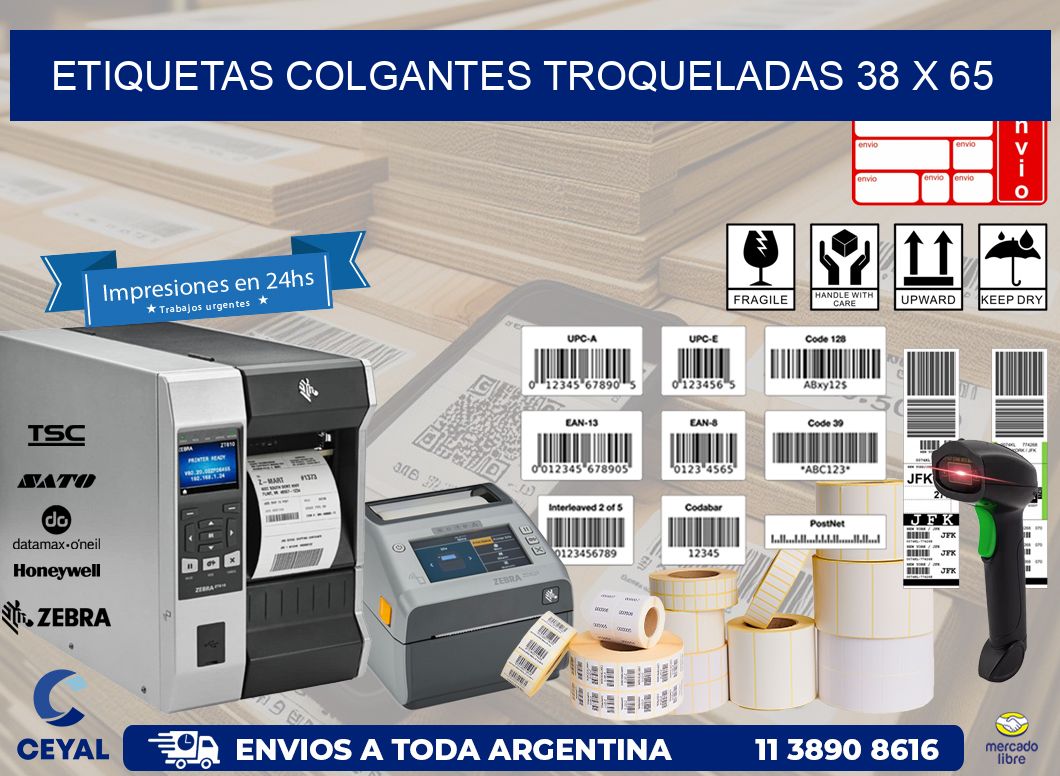 ETIQUETAS COLGANTES TROQUELADAS 38 x 65