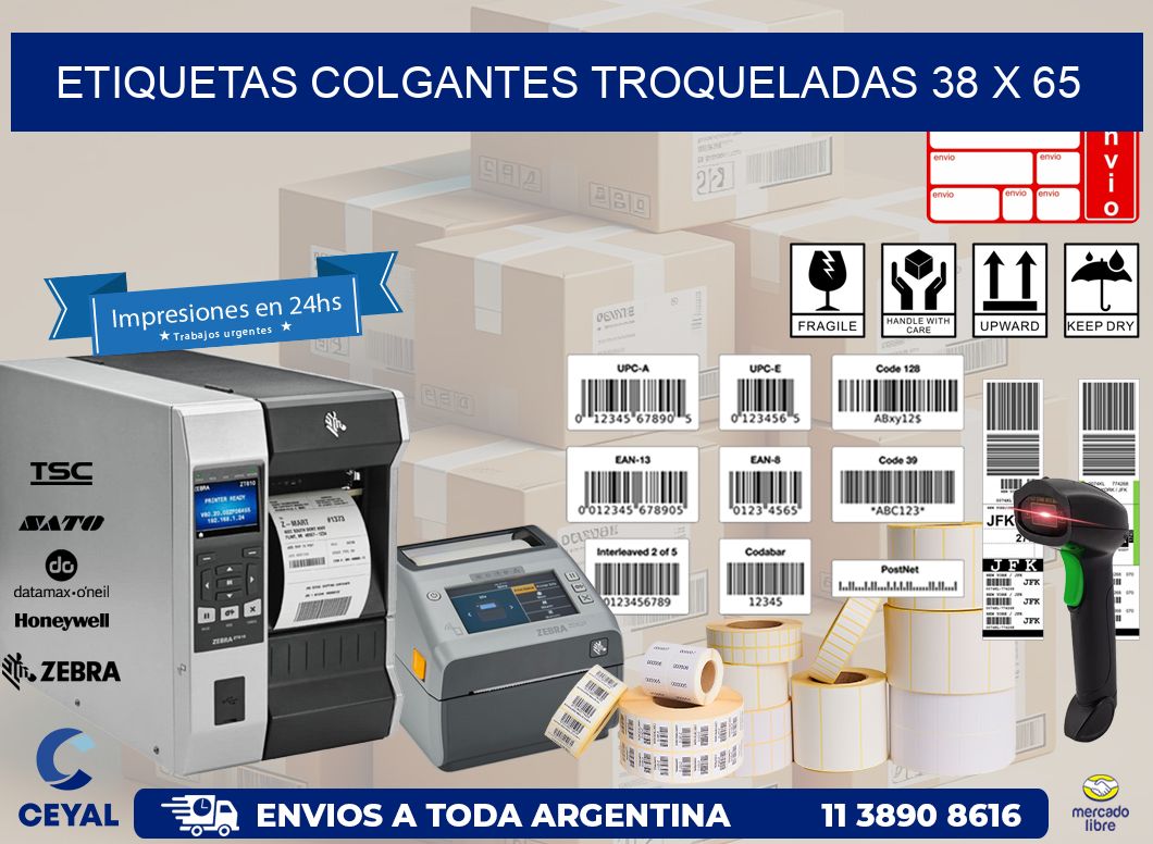 ETIQUETAS COLGANTES TROQUELADAS 38 x 65