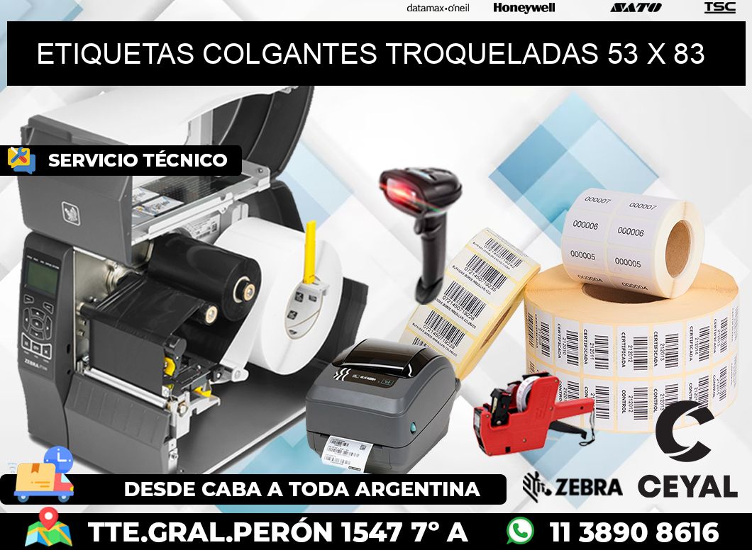 ETIQUETAS COLGANTES TROQUELADAS 53 x 83