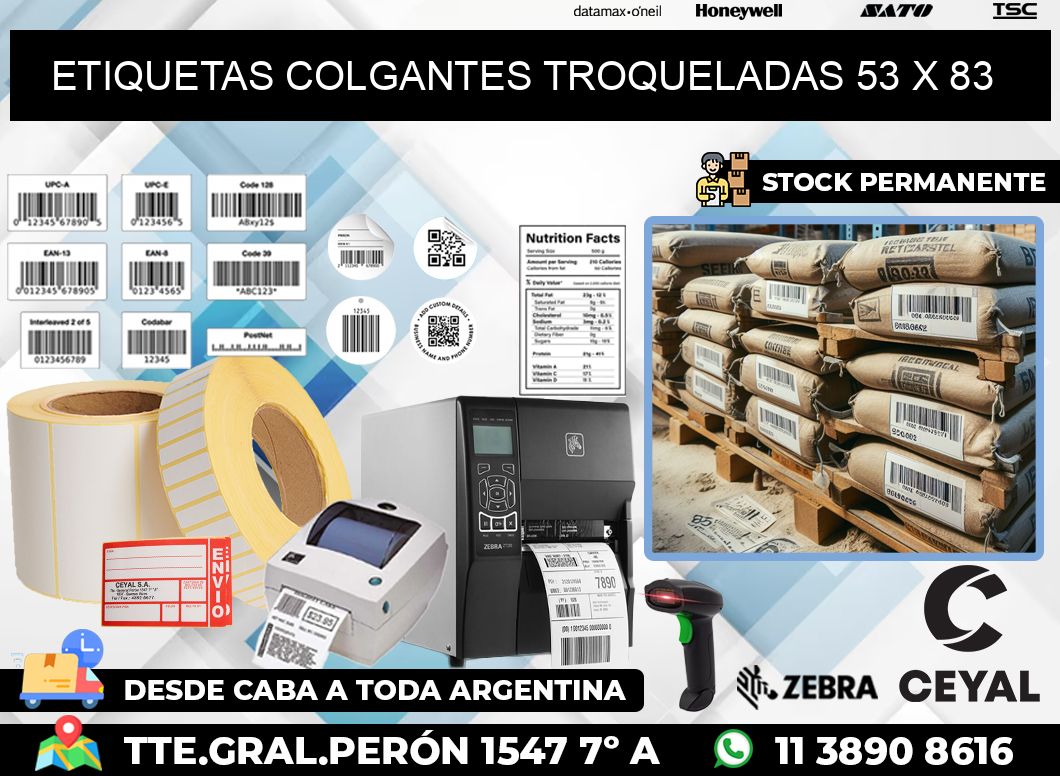 ETIQUETAS COLGANTES TROQUELADAS 53 x 83