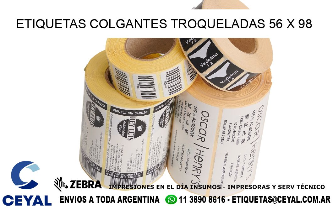 ETIQUETAS COLGANTES TROQUELADAS 56 x 98