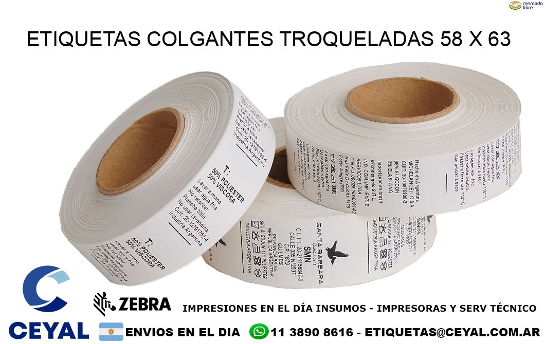 ETIQUETAS COLGANTES TROQUELADAS 58 x 63