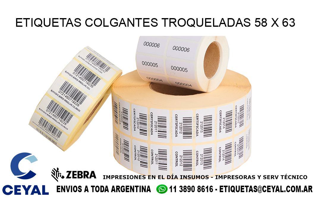 ETIQUETAS COLGANTES TROQUELADAS 58 x 63