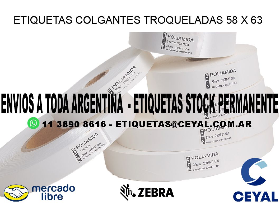 ETIQUETAS COLGANTES TROQUELADAS 58 x 63