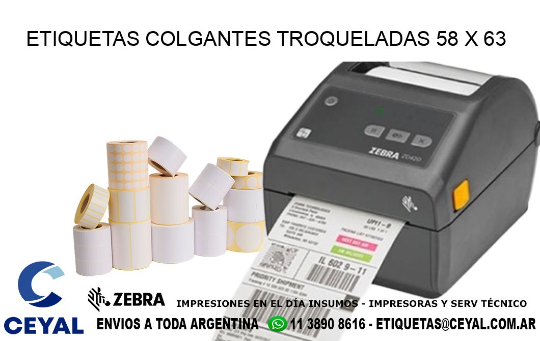 ETIQUETAS COLGANTES TROQUELADAS 58 x 63