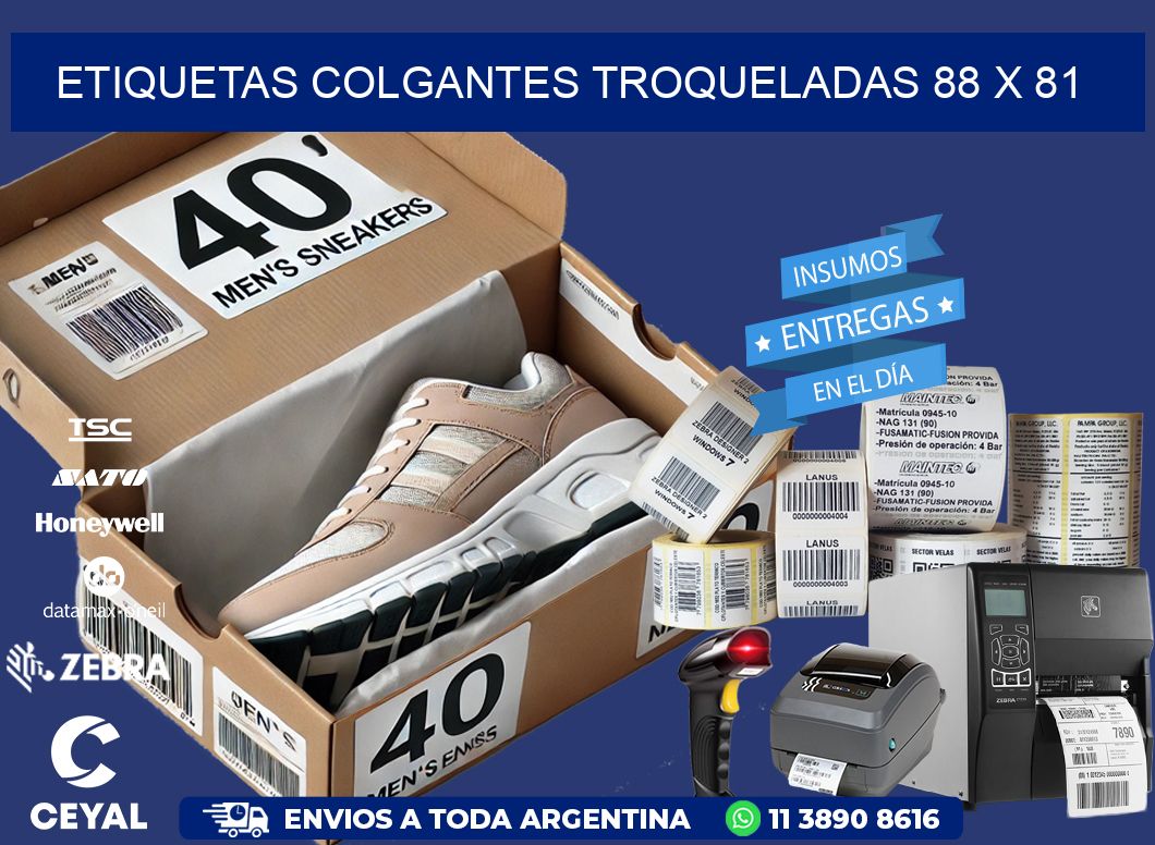 ETIQUETAS COLGANTES TROQUELADAS 88 x 81