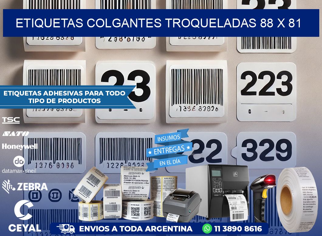 ETIQUETAS COLGANTES TROQUELADAS 88 x 81