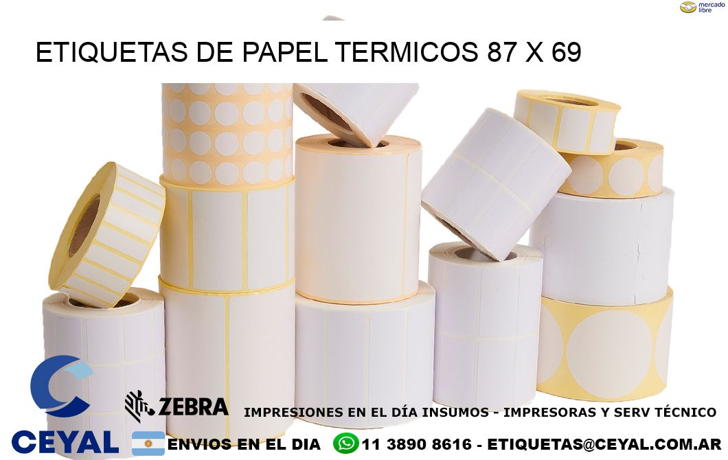 ETIQUETAS DE PAPEL TERMICOS 87 x 69