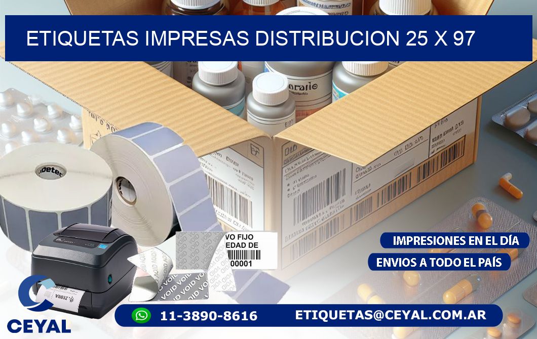 ETIQUETAS IMPRESAS DISTRIBUCION 25 x 97