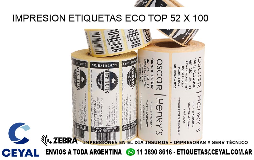 IMPRESION ETIQUETAS ECO TOP 52 x 100