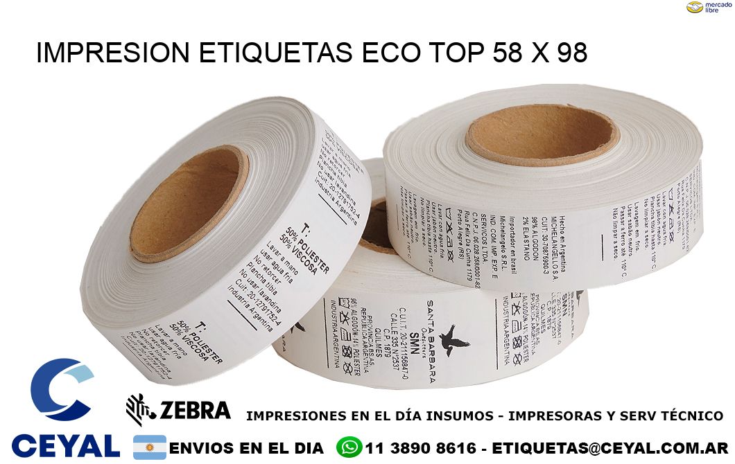 IMPRESION ETIQUETAS ECO TOP 58 x 98