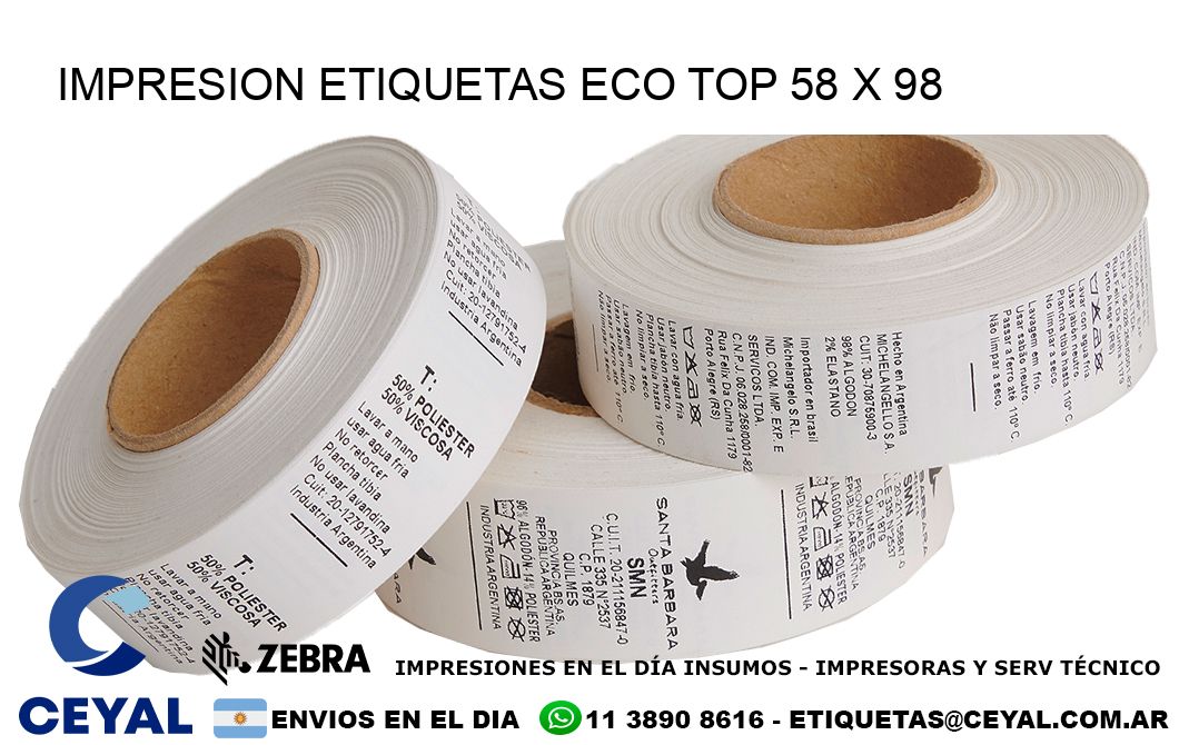 IMPRESION ETIQUETAS ECO TOP 58 x 98