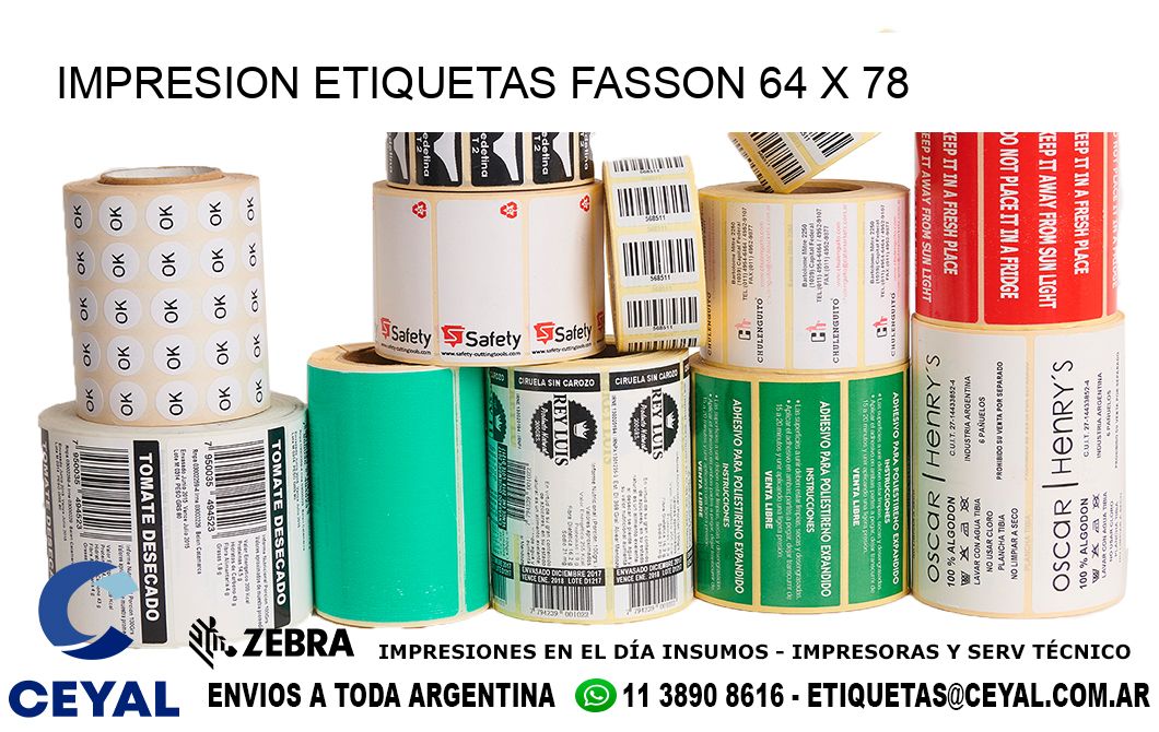 IMPRESION ETIQUETAS FASSON 64 x 78