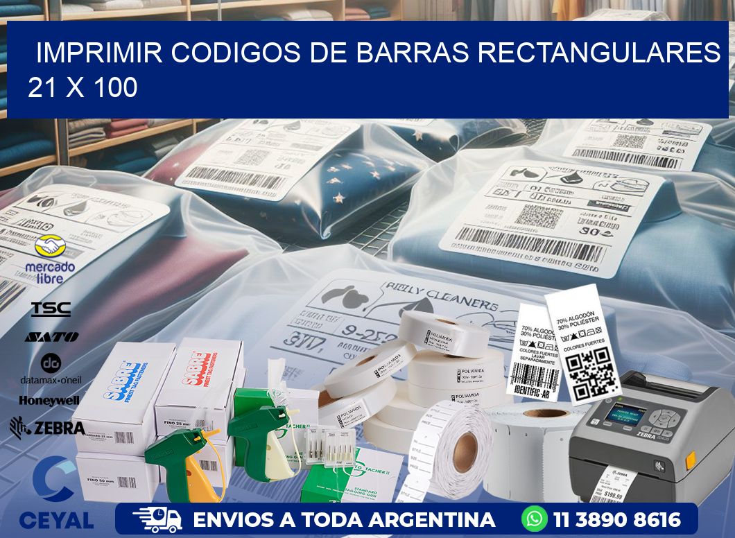 IMPRIMIR CODIGOS DE BARRAS RECTANGULARES 21 x 100