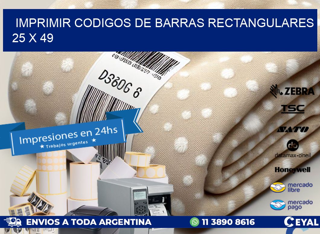 IMPRIMIR CODIGOS DE BARRAS RECTANGULARES 25 x 49