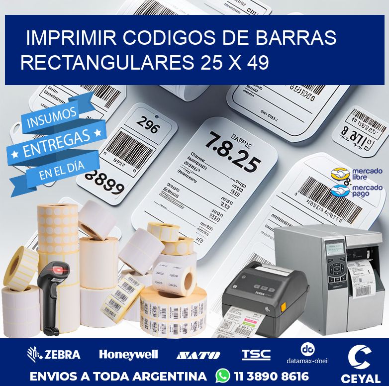 IMPRIMIR CODIGOS DE BARRAS RECTANGULARES 25 x 49