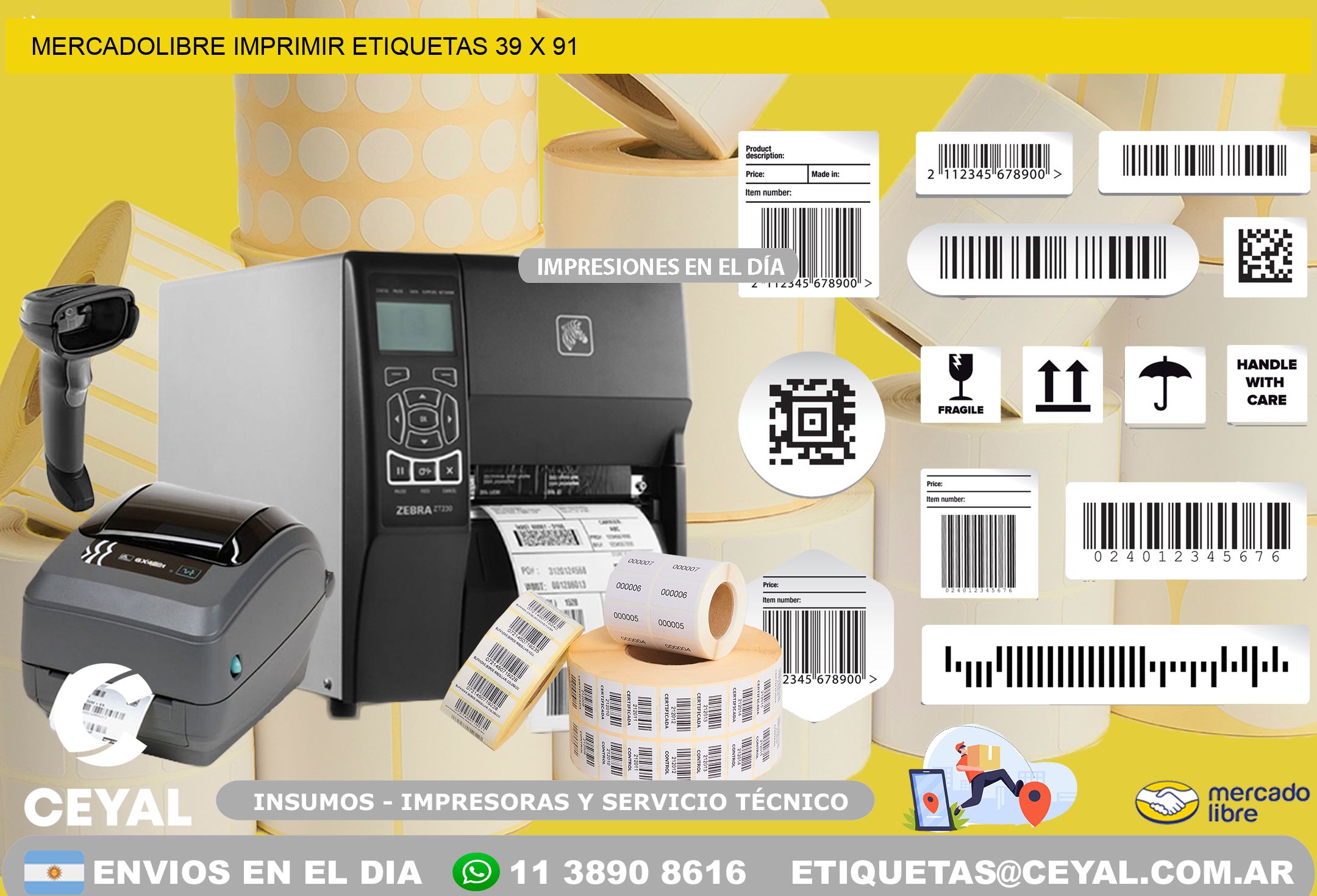 MERCADOLIBRE IMPRIMIR ETIQUETAS 39 x 91