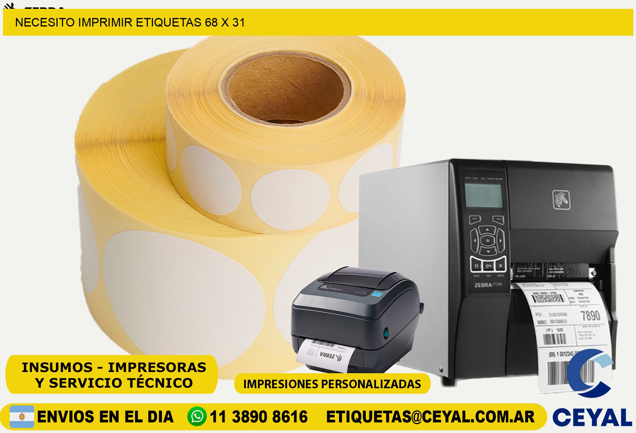 NECESITO IMPRIMIR ETIQUETAS 68 x 31