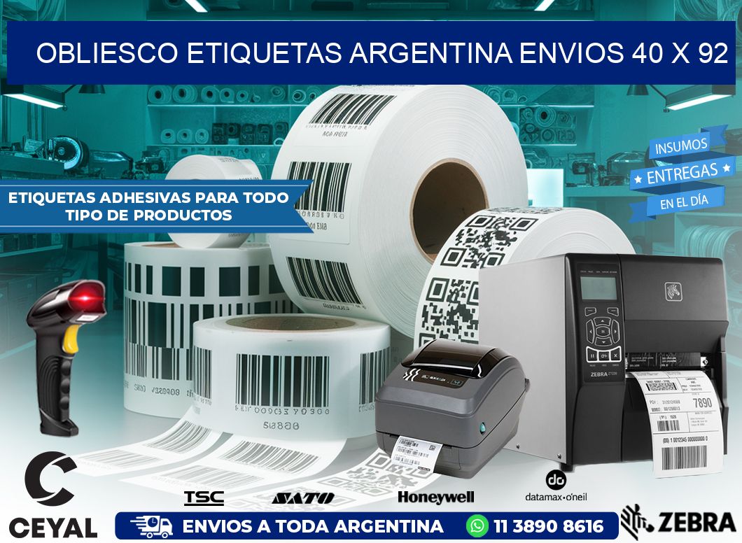 OBLIESCO ETIQUETAS ARGENTINA ENVIOS 40 x 92