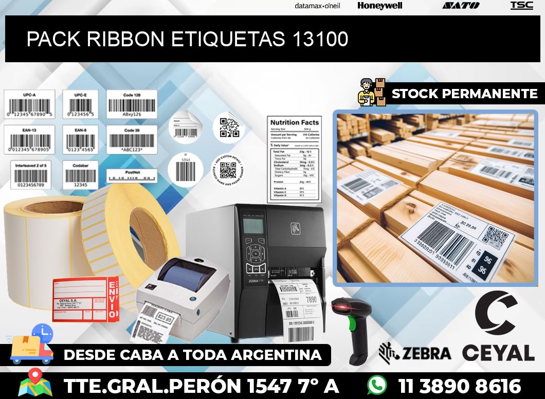 PACK RIBBON ETIQUETAS 13100