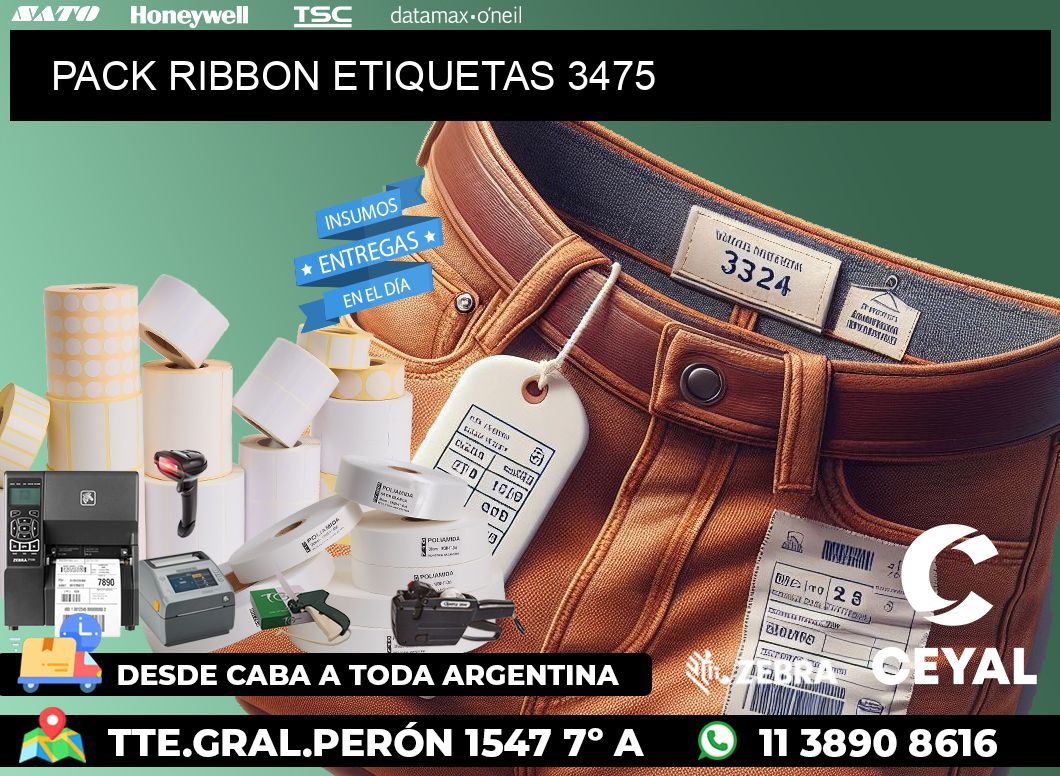 PACK RIBBON ETIQUETAS 3475