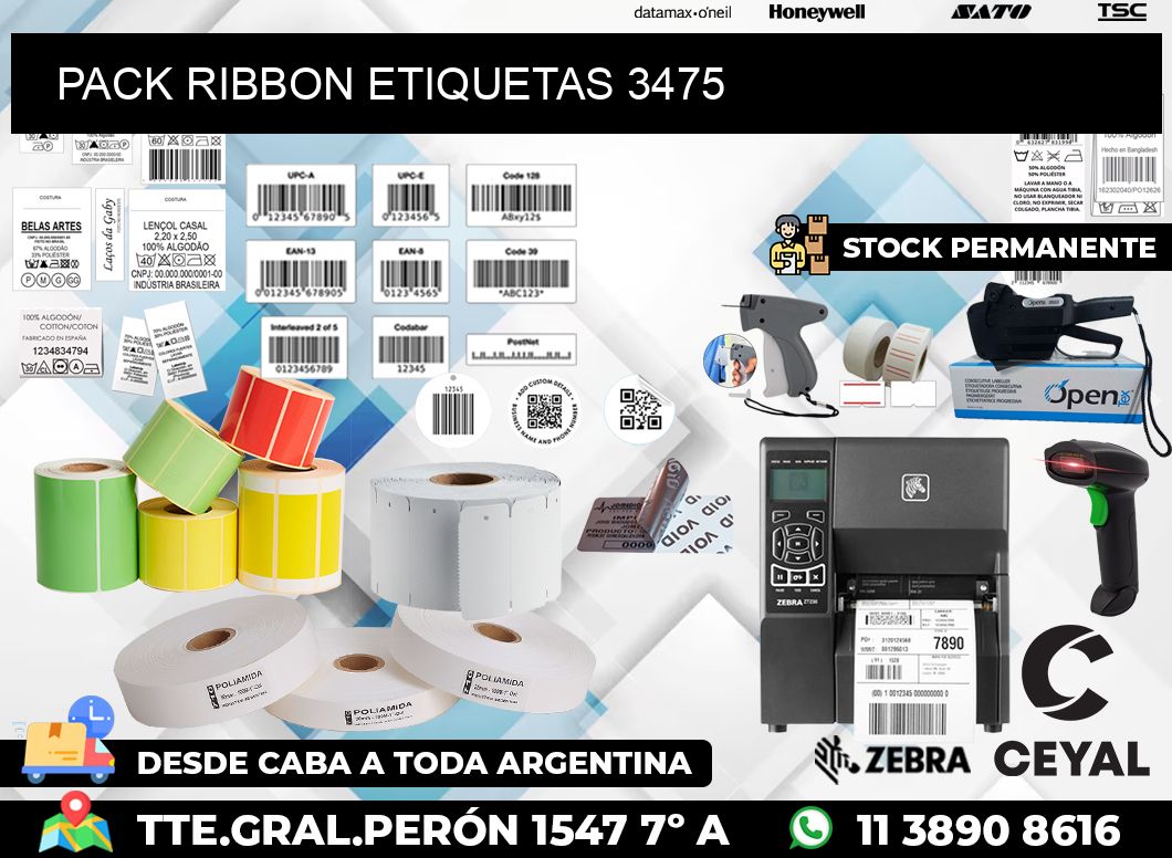 PACK RIBBON ETIQUETAS 3475