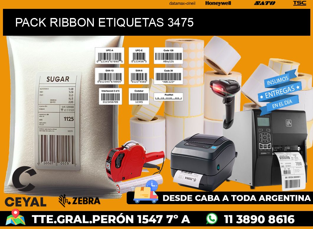 PACK RIBBON ETIQUETAS 3475