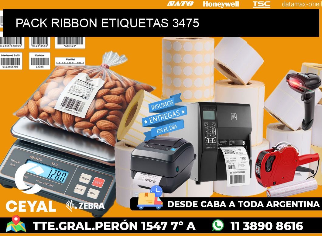 PACK RIBBON ETIQUETAS 3475