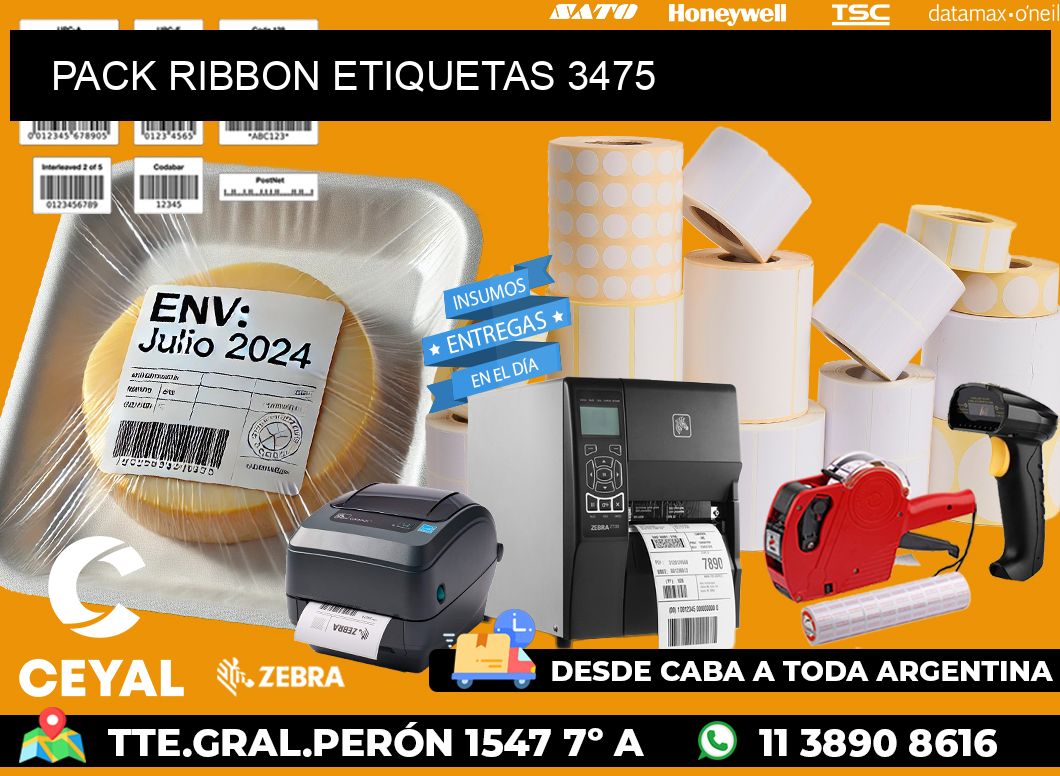 PACK RIBBON ETIQUETAS 3475