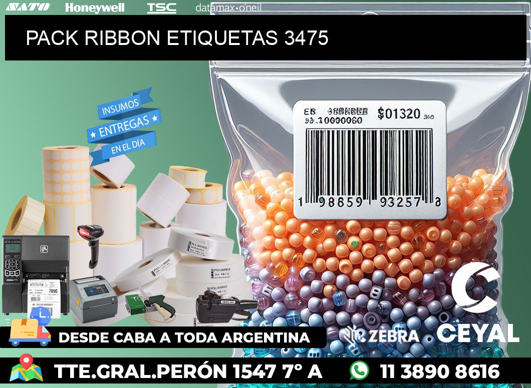 PACK RIBBON ETIQUETAS 3475