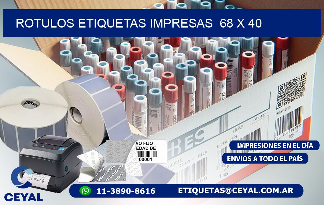 ROTULOS ETIQUETAS IMPRESAS  68 x 40