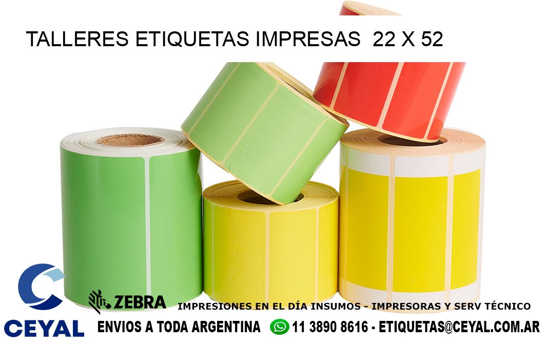 TALLERES ETIQUETAS IMPRESAS  22 x 52