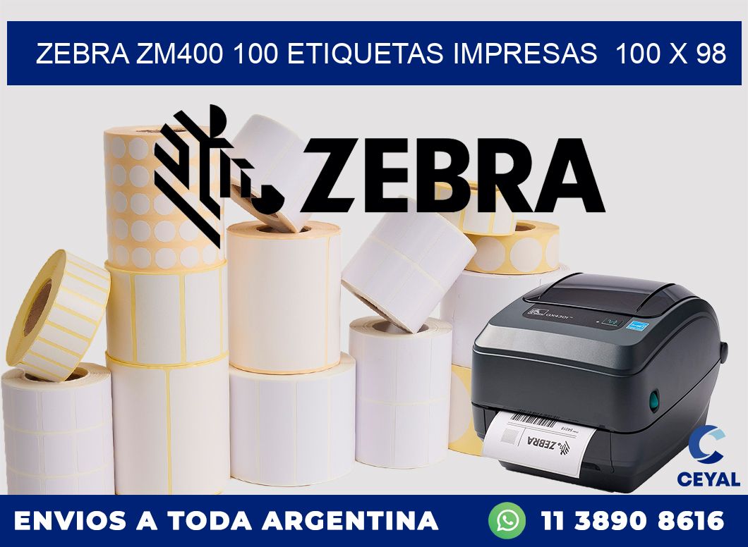 ZEBRA ZM400 100 ETIQUETAS IMPRESAS  100 x 98