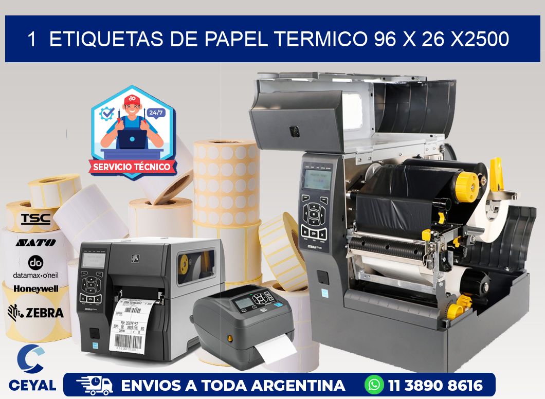 1  ETIQUETAS DE PAPEL TERMICO 96 x 26 X2500