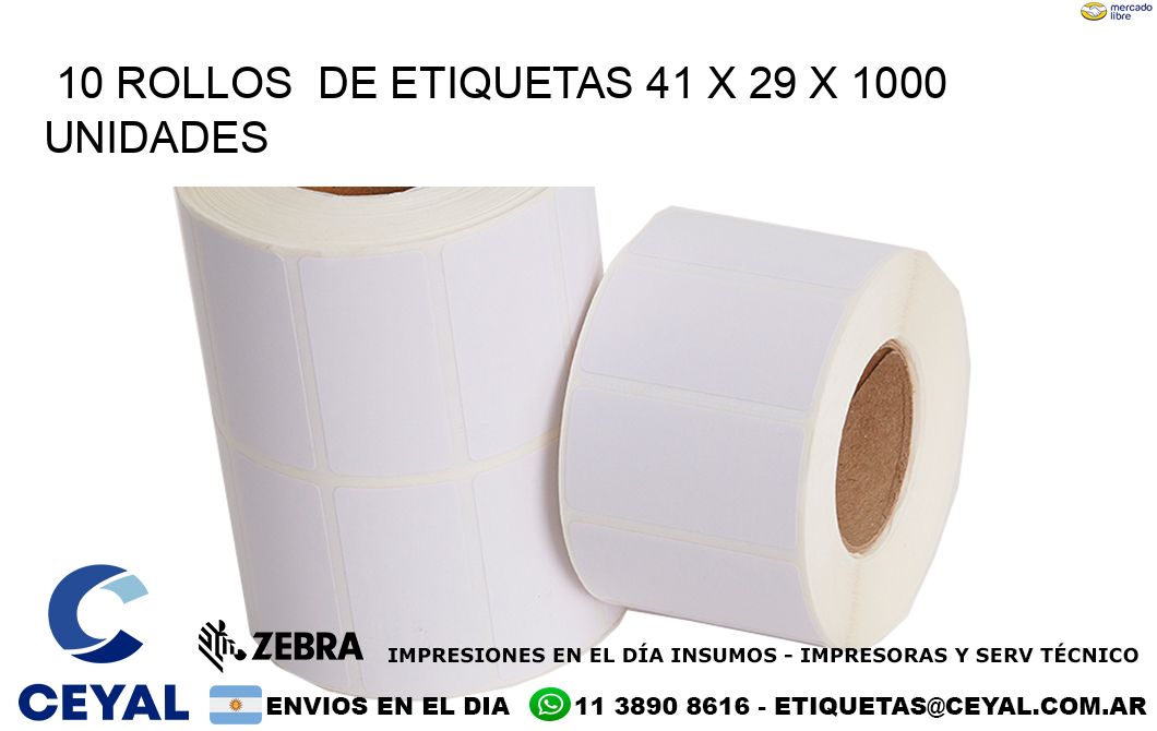 10 ROLLOS  DE ETIQUETAS 41 x 29 X 1000 UNIDADES