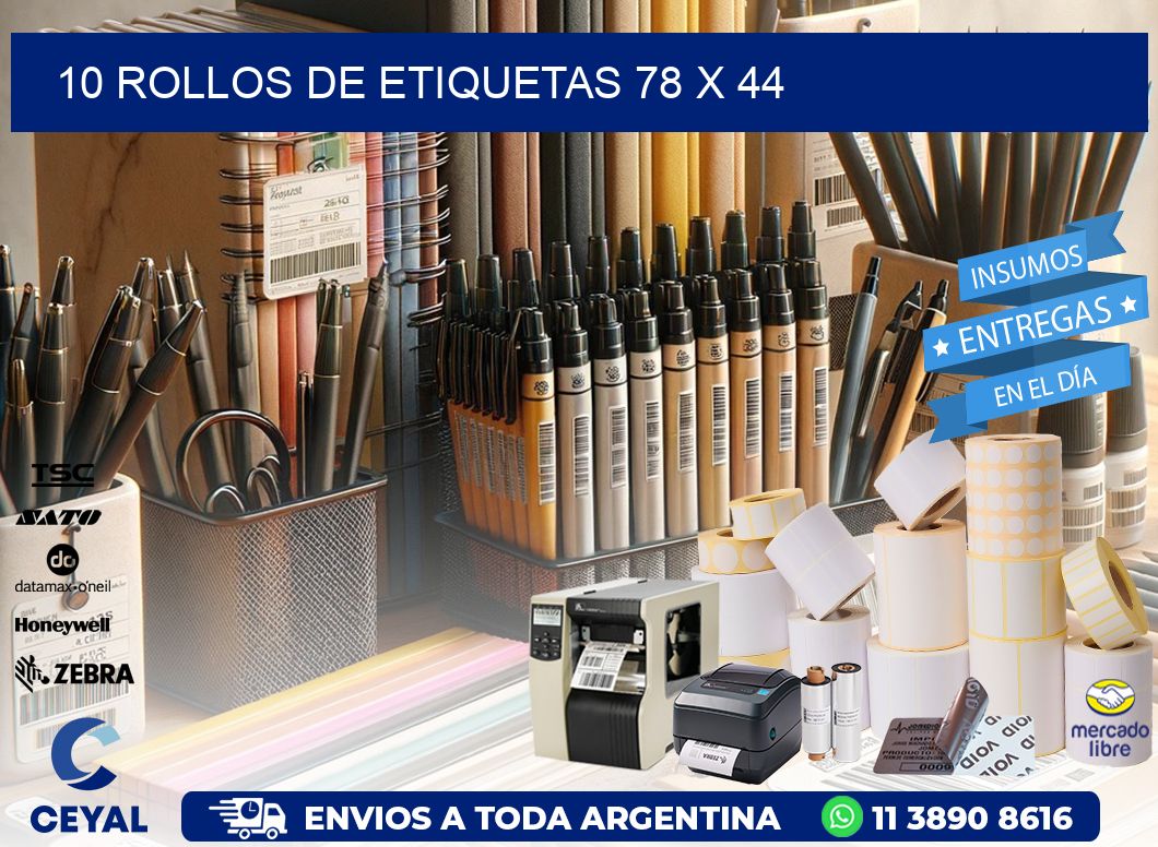 10 ROLLOS DE ETIQUETAS 78 x 44