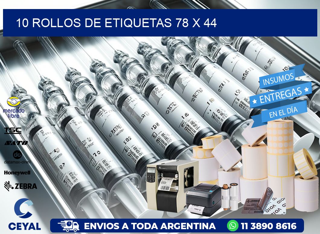 10 ROLLOS DE ETIQUETAS 78 x 44